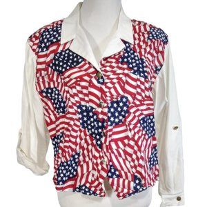 RHYMES Patriotic Short Women Shirt Size P/Large